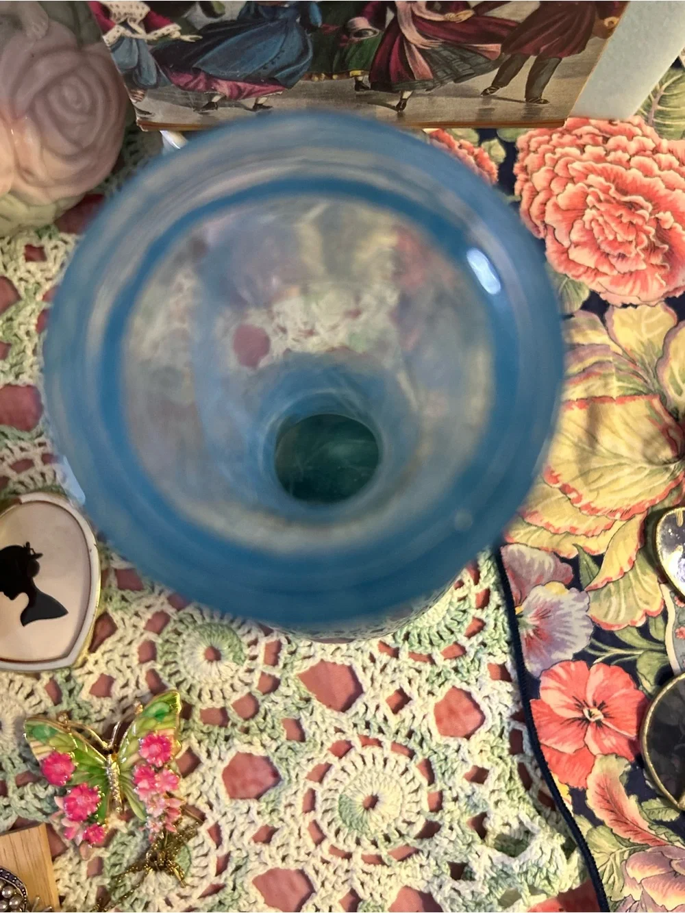 Hand-Blown Swirled Glass Vase in Deep Blue